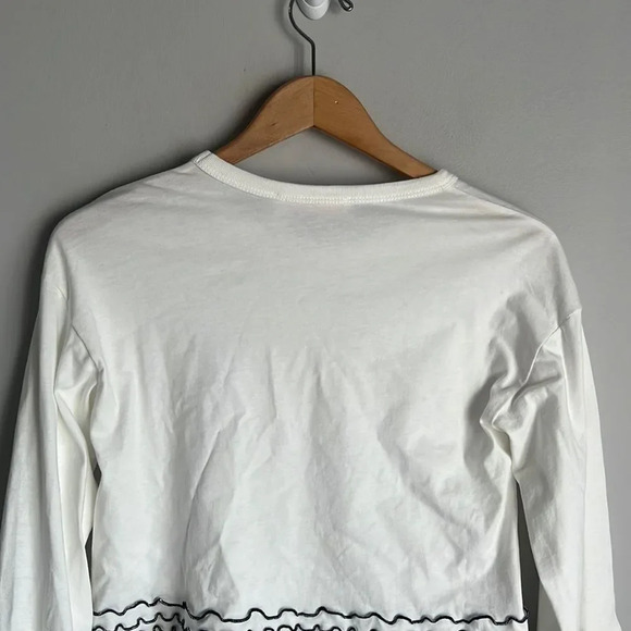 See by Chloe Luxury White Bell Long Sleeve Decorated Boxy Top French Style - Picture 8 of 10